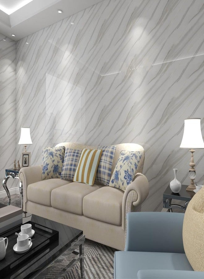 INFINITY DECOR Premium White with Grey Texture Marble UV Panels Marble UV Sheets, self Adhesive Wall Tile (60 cm * 60 cm),Marble Look Wall Panels for Homes and Offices, Adhesive Wallpaper- Pack of 20 - Image 2